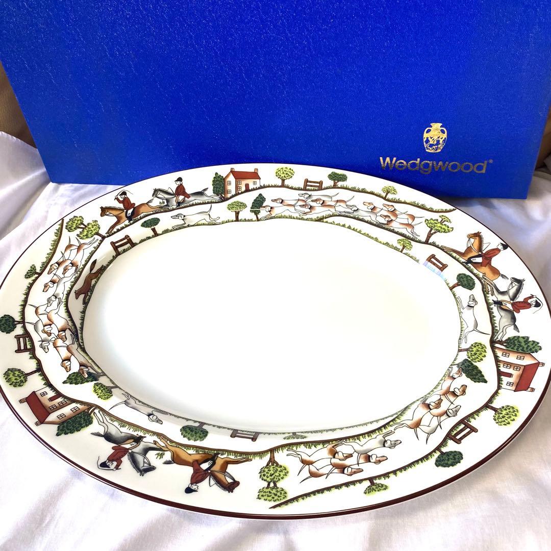 美品☆STAFFORD SHIRE☆ハンティングシーン☆オーバル大プレート