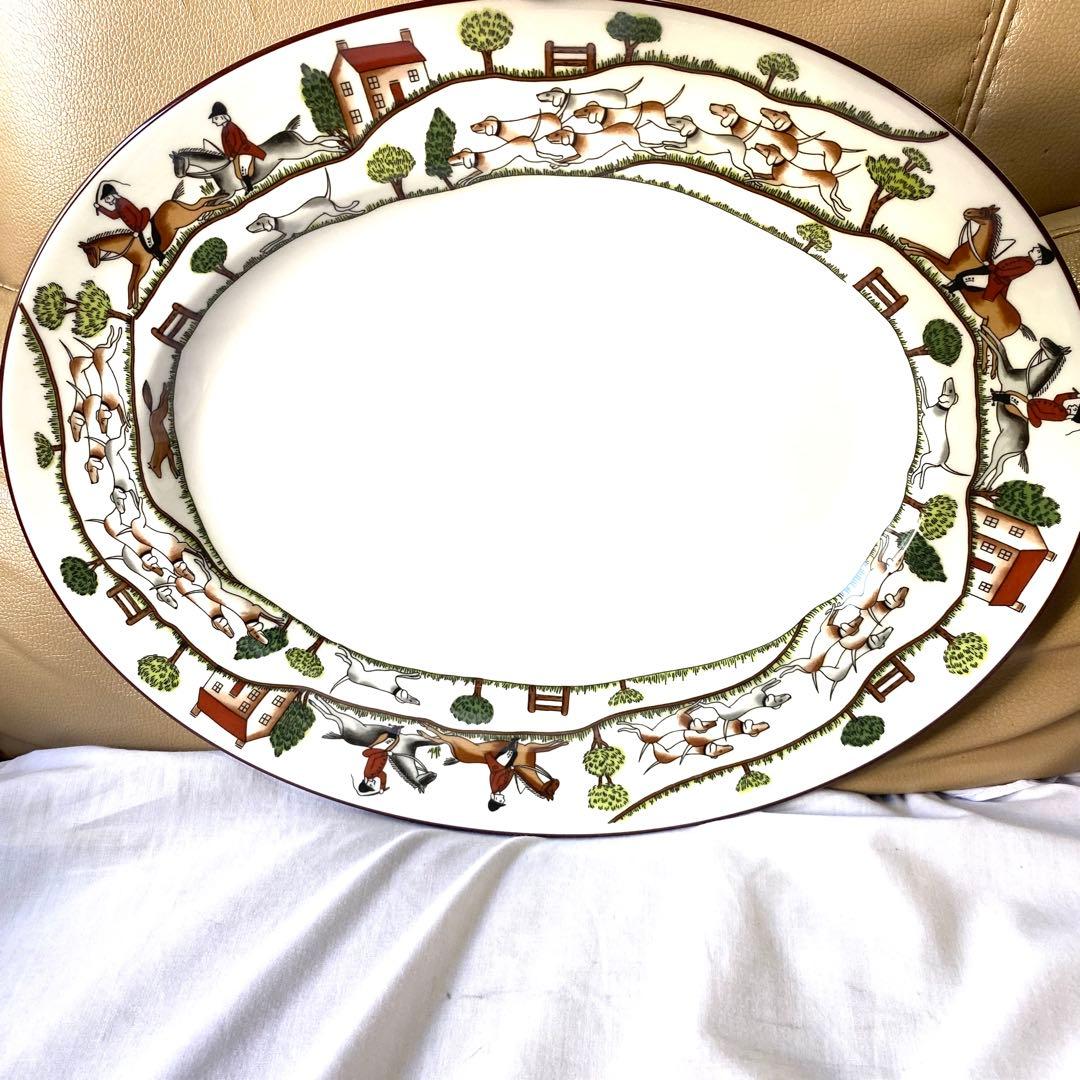 美品☆STAFFORD SHIRE☆ハンティングシーン☆オーバル大プレート