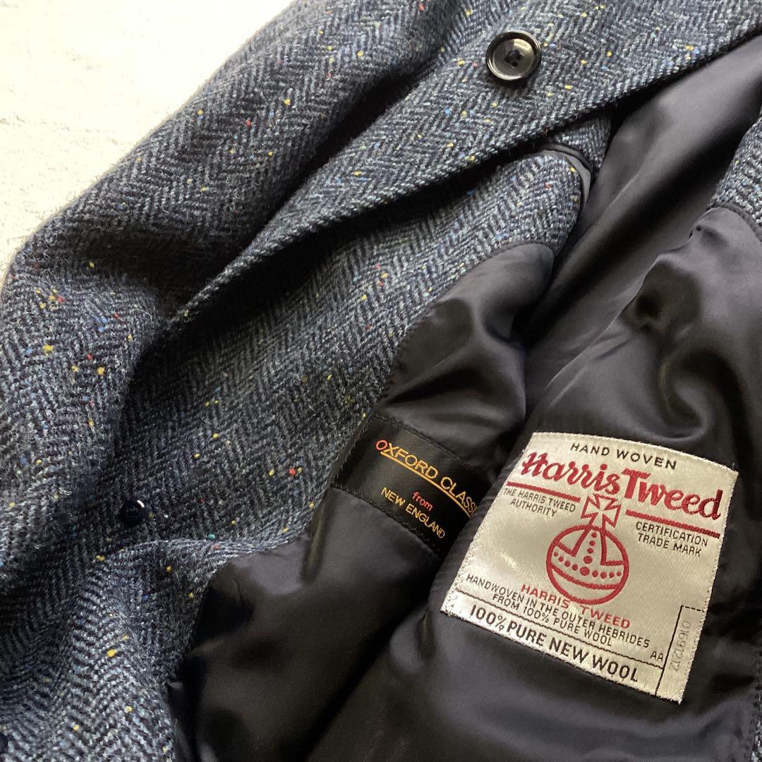 Harris Tweed ハリスツイード バルマカーンコート ネイビー系 LL