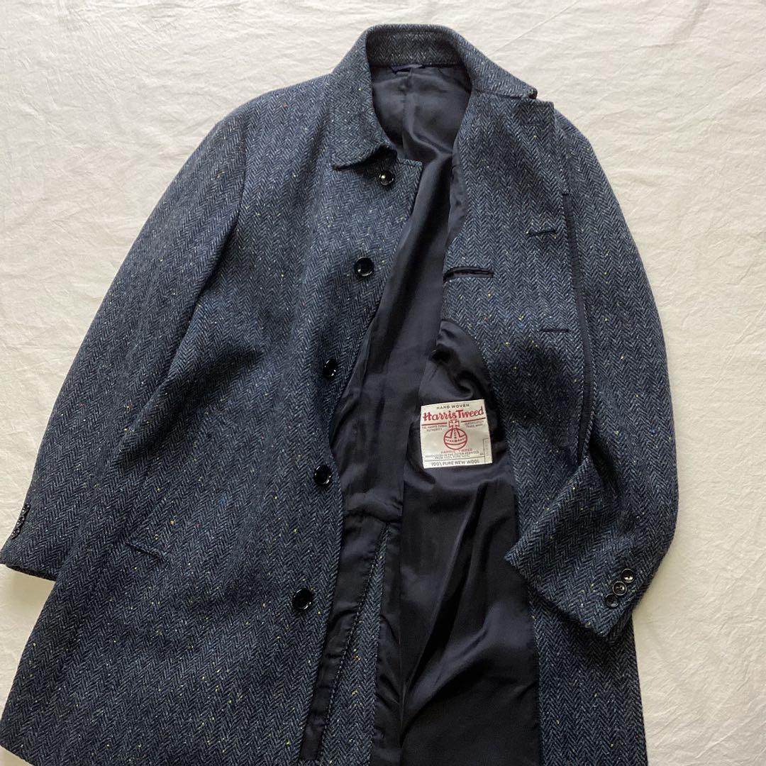 Harris Tweed ハリスツイード バルマカーンコート ネイビー系 LL