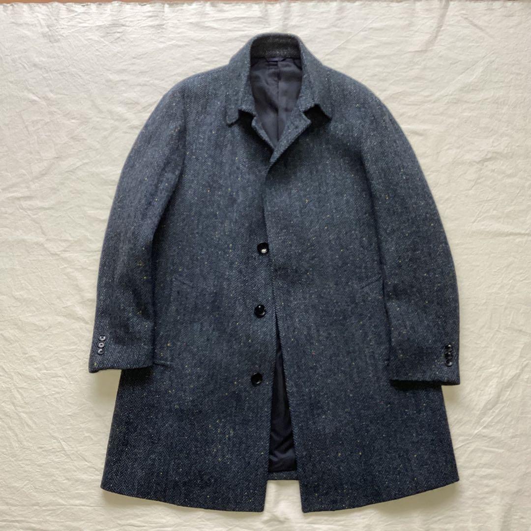 Harris Tweed ハリスツイード バルマカーンコート ネイビー系 LL