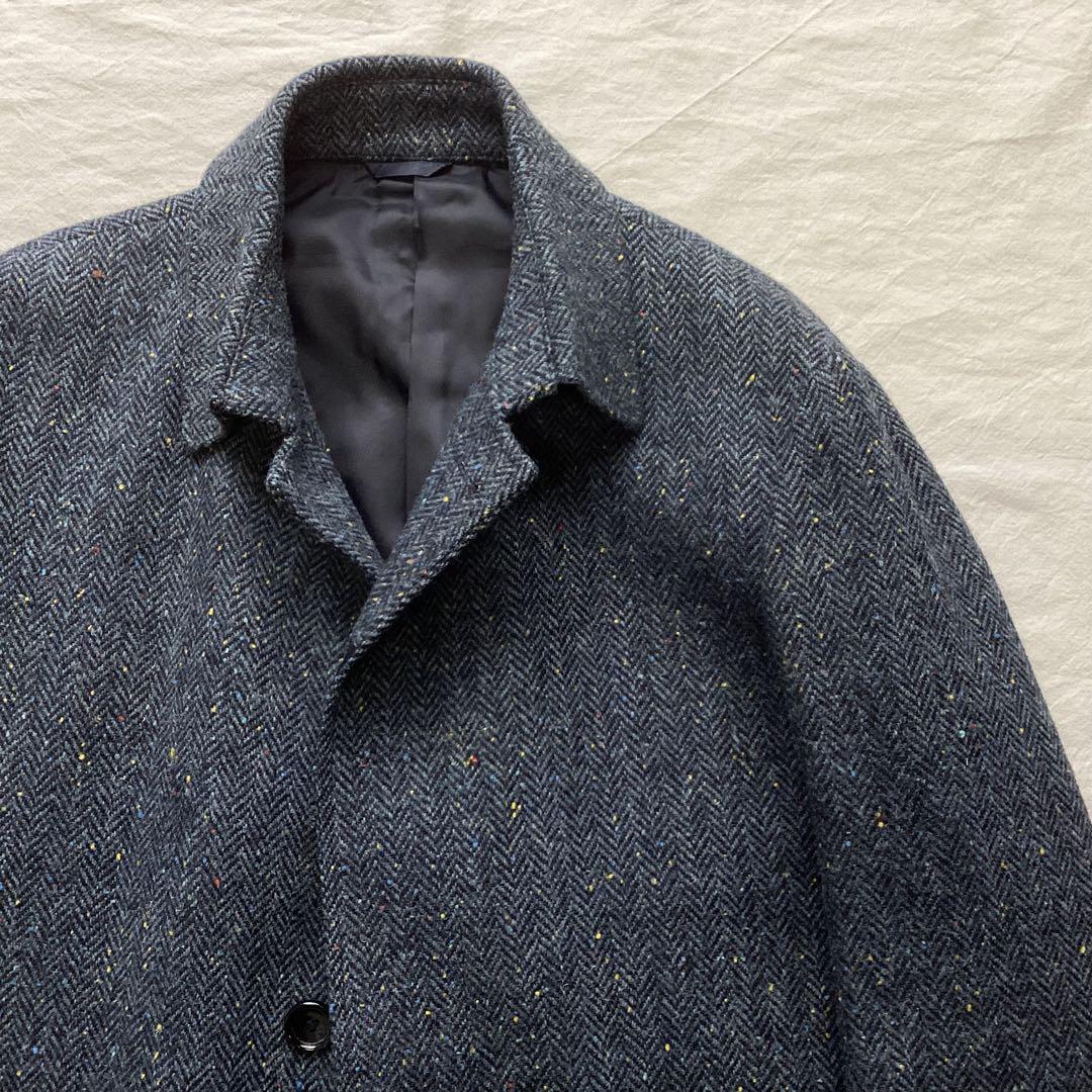 Harris Tweed ハリスツイード バルマカーンコート ネイビー系 LL