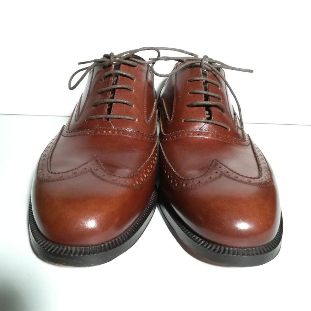 d0271 新品同様 サルヴァトーレフェラガモ ウイングチップ 6.5EE 茶