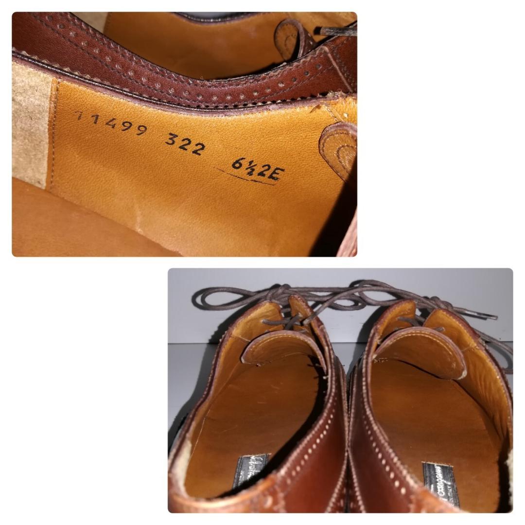 d0271 新品同様 サルヴァトーレフェラガモ ウイングチップ 6.5EE 茶