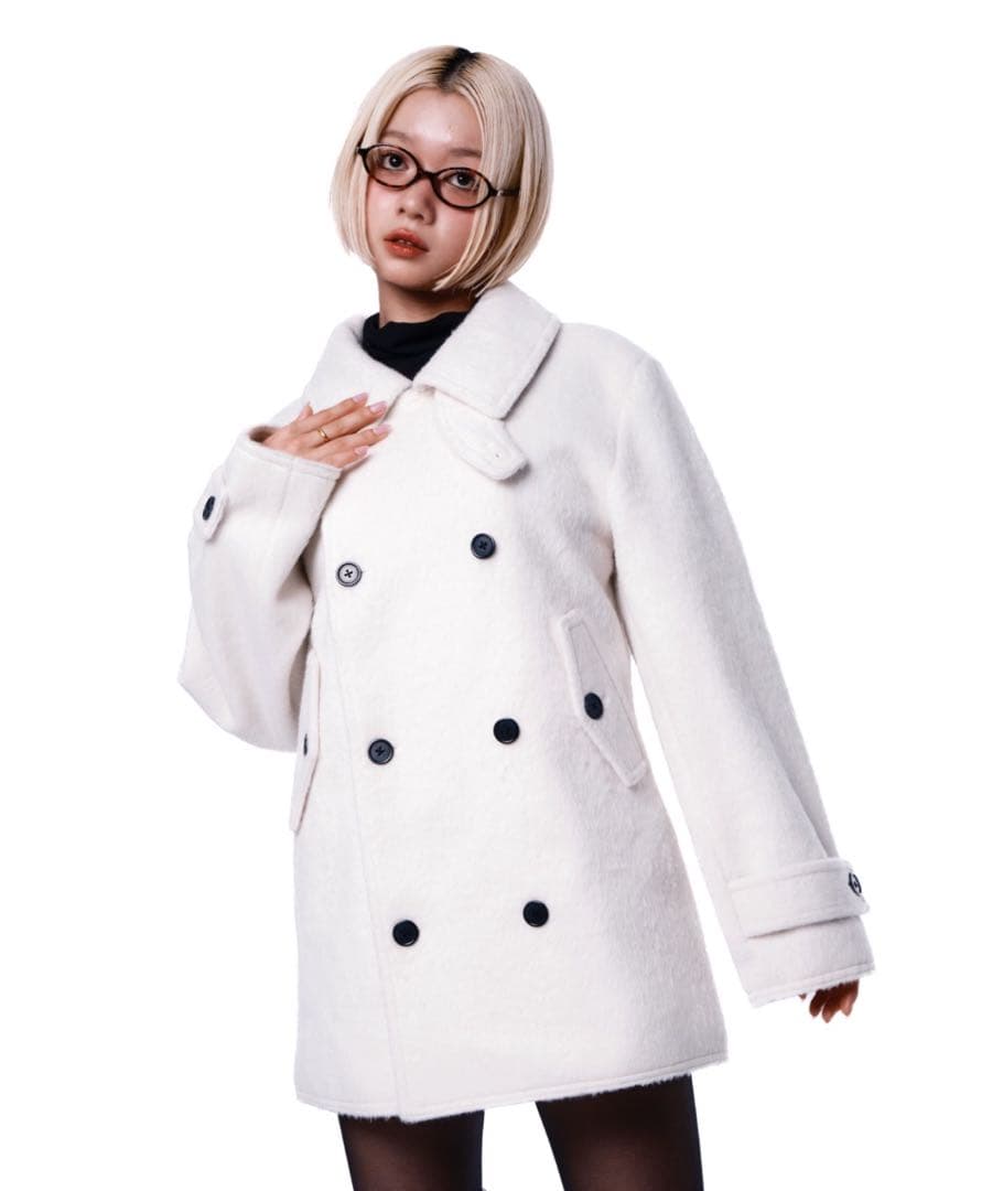 Smyeon ミドルシャギーコート ホワイト