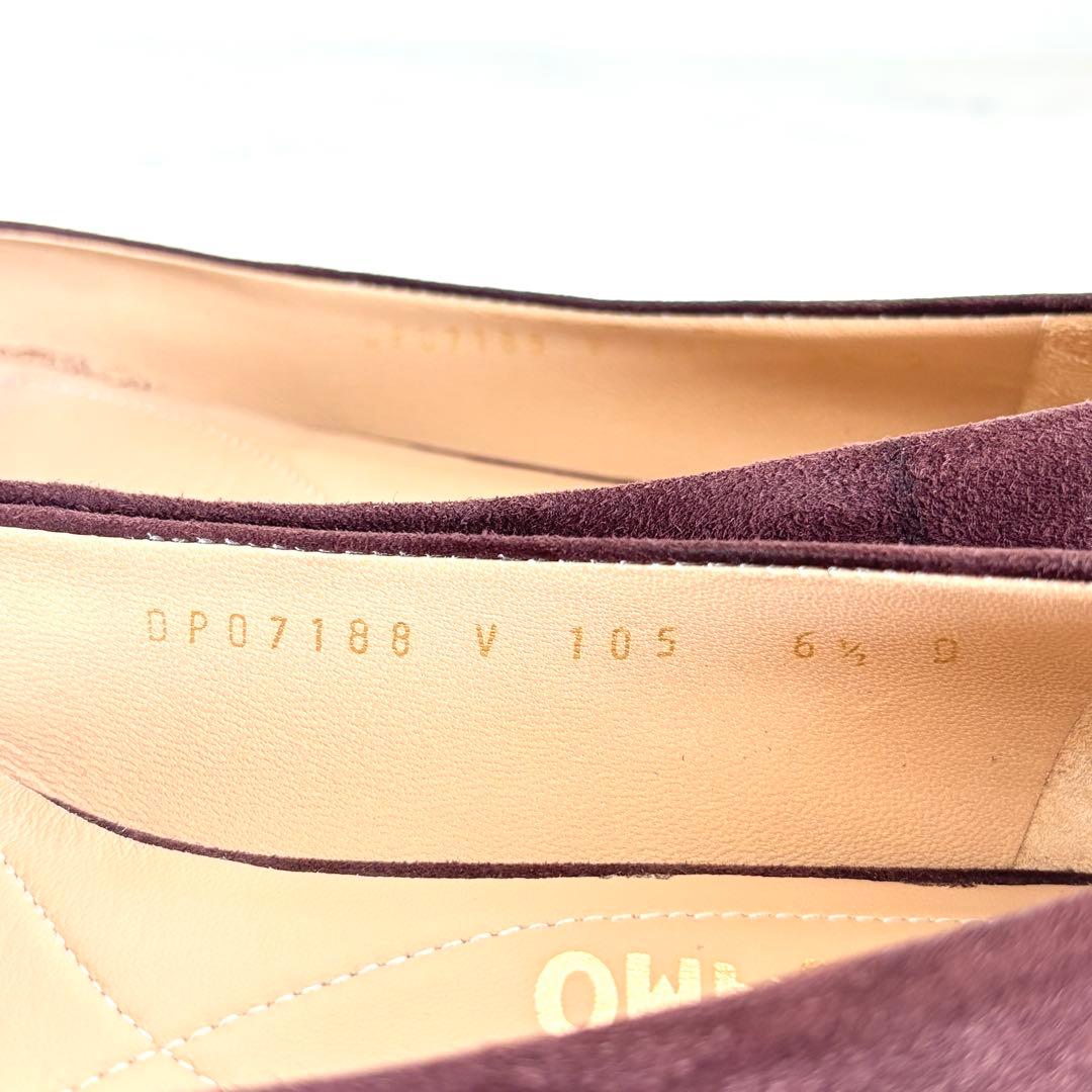 美品 フェラガモ 6 1/2 ヴァリナ ヴァラリボン フラットパンプス ブラウン