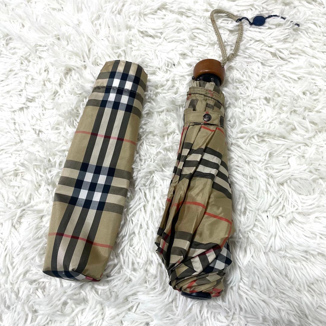 美品　BURBERRY チェック柄 イギリス製　折りたたみ傘