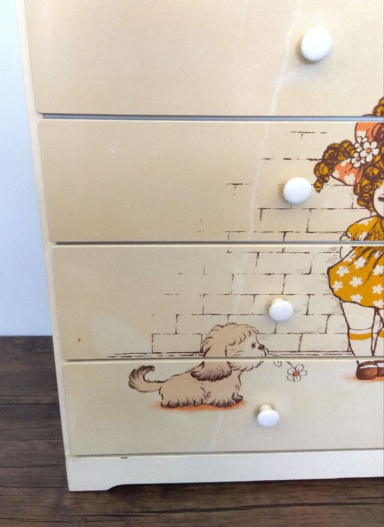 [き]昭和レトロ　女の子　犬　チェスト　大恵産業