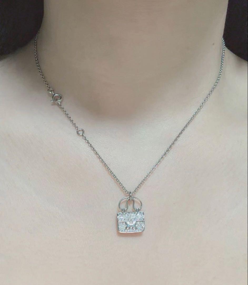 HERMES ネックレス アミュレットコンスタンス K18WG×ダイヤモンド美品