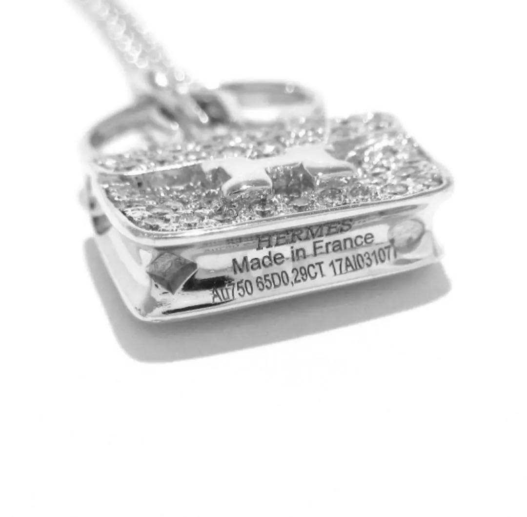 HERMES ネックレス アミュレットコンスタンス K18WG×ダイヤモンド美品