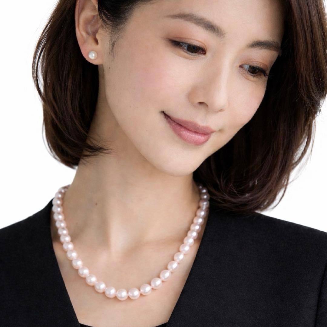 大珠8.5mm✨オーロラ干渉色◎アコヤ真珠ネックレス オールノット仕上 冠婚葬祭