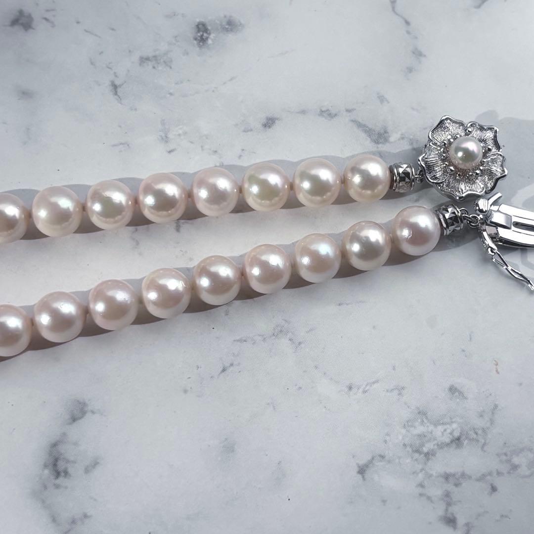 大珠8.5mm✨オーロラ干渉色◎アコヤ真珠ネックレス オールノット仕上 冠婚葬祭