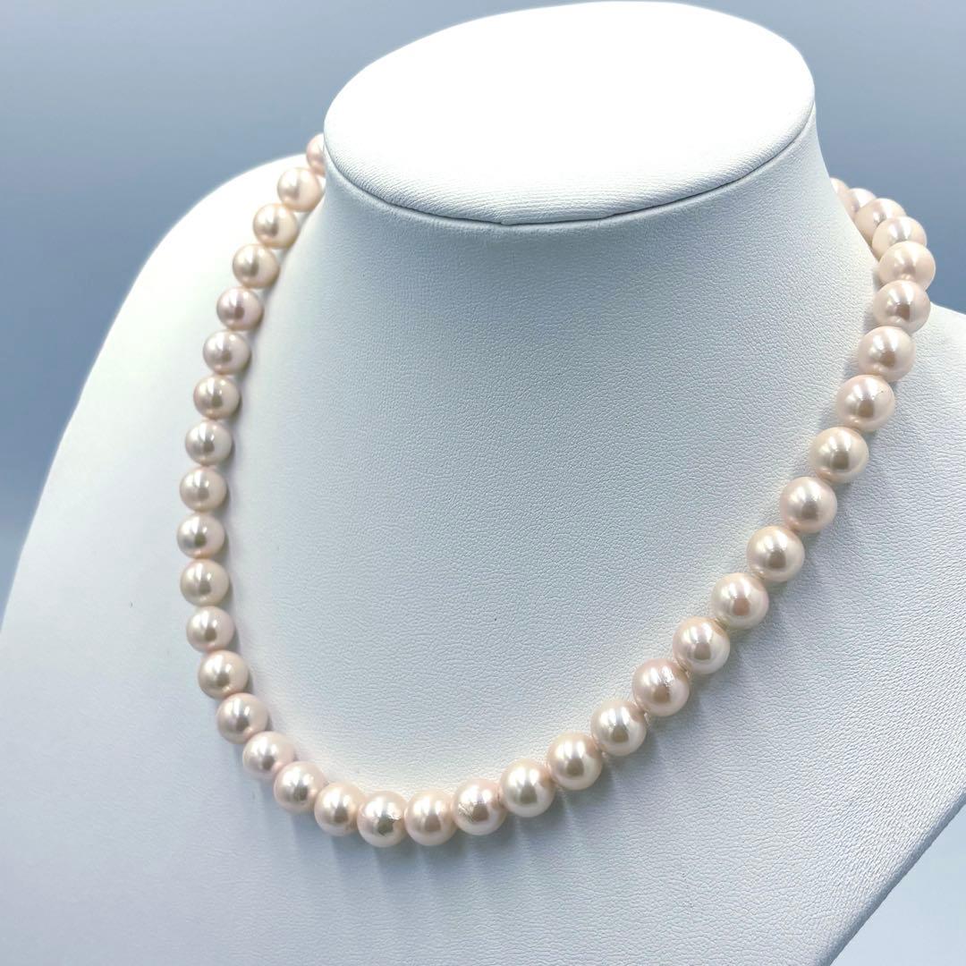 大珠8.5mm✨オーロラ干渉色◎アコヤ真珠ネックレス オールノット仕上 冠婚葬祭
