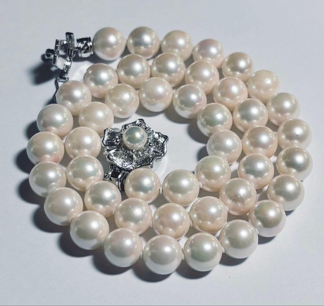 大珠8.5mm✨オーロラ干渉色◎アコヤ真珠ネックレス オールノット仕上 冠婚葬祭