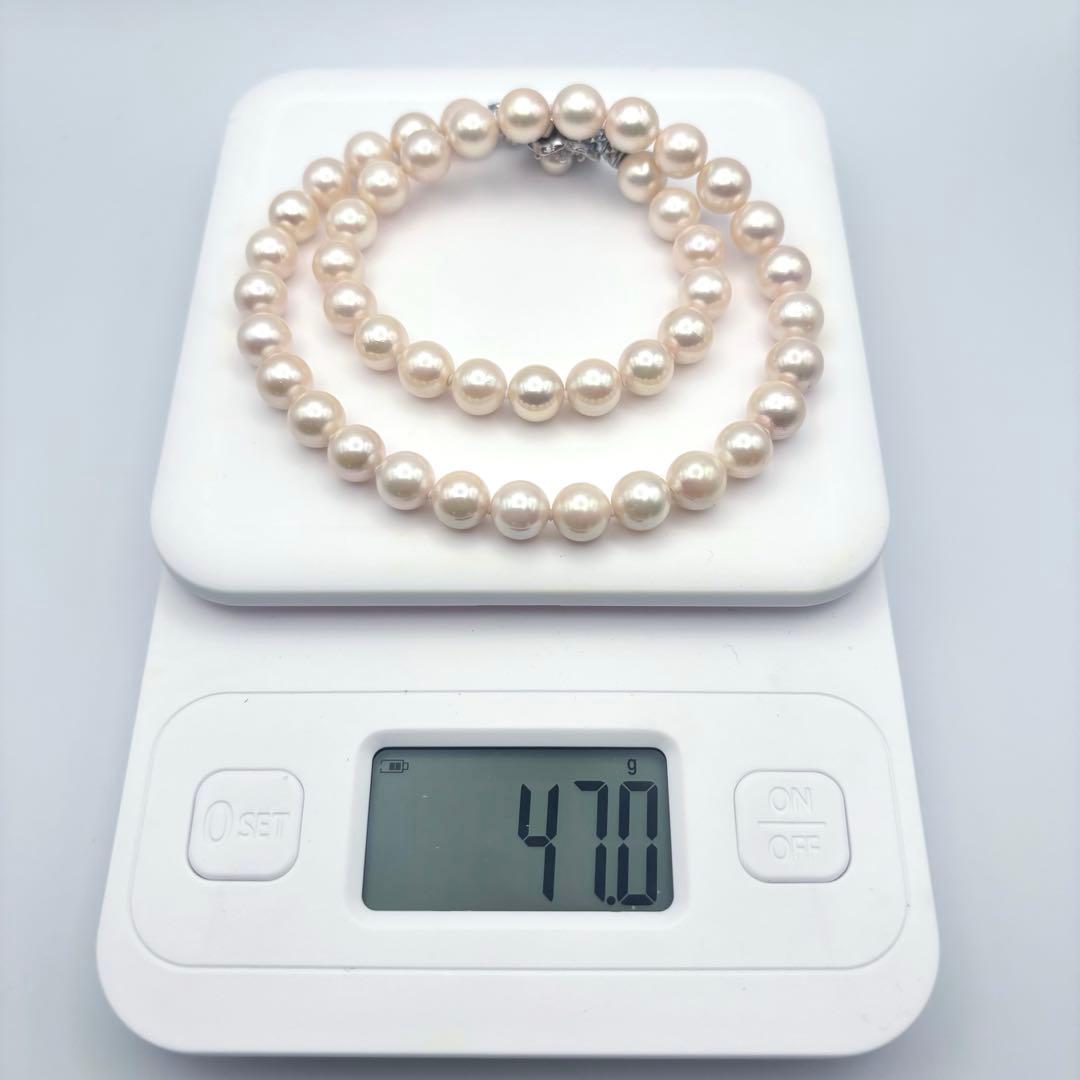 大珠8.5mm✨オーロラ干渉色◎アコヤ真珠ネックレス オールノット仕上 冠婚葬祭