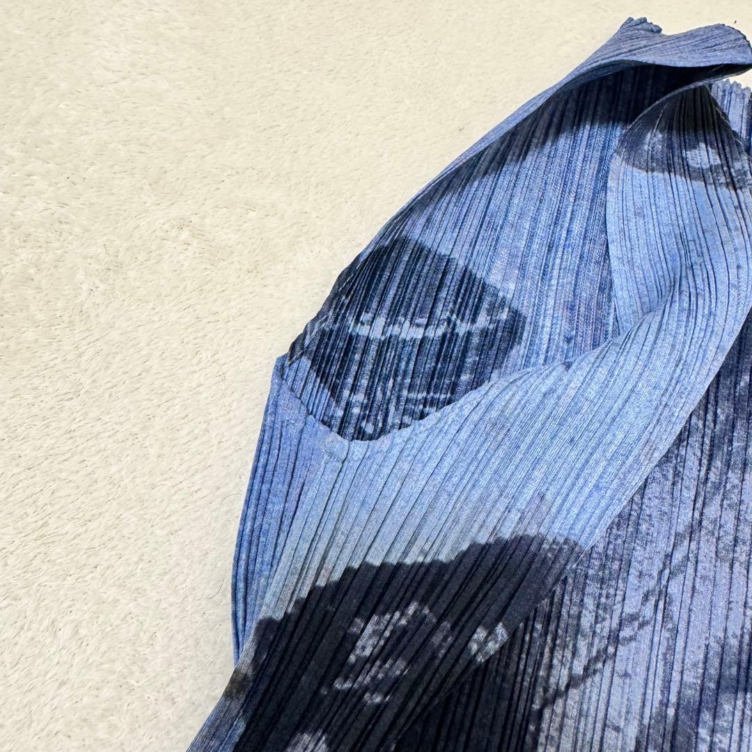 美品✨PLEATS PLEASE 鯉　和柄　日本画　プリーツ　ネイビー　トップス