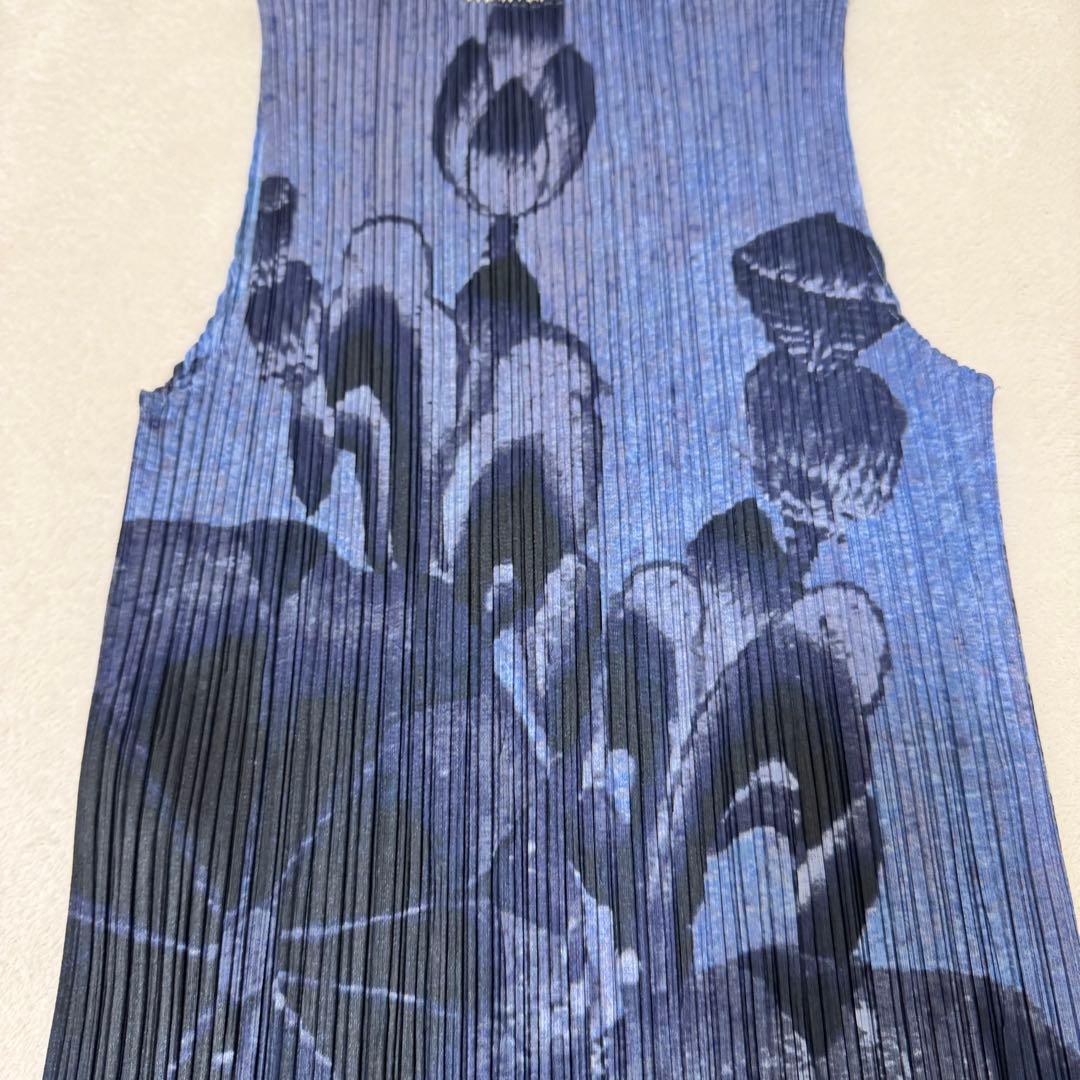 美品✨PLEATS PLEASE 鯉　和柄　日本画　プリーツ　ネイビー　トップス