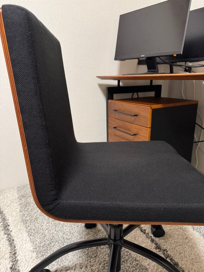 【美品！】パソコンデスク　ウォールナット　サイドワゴン&椅子付き　ワークデスク