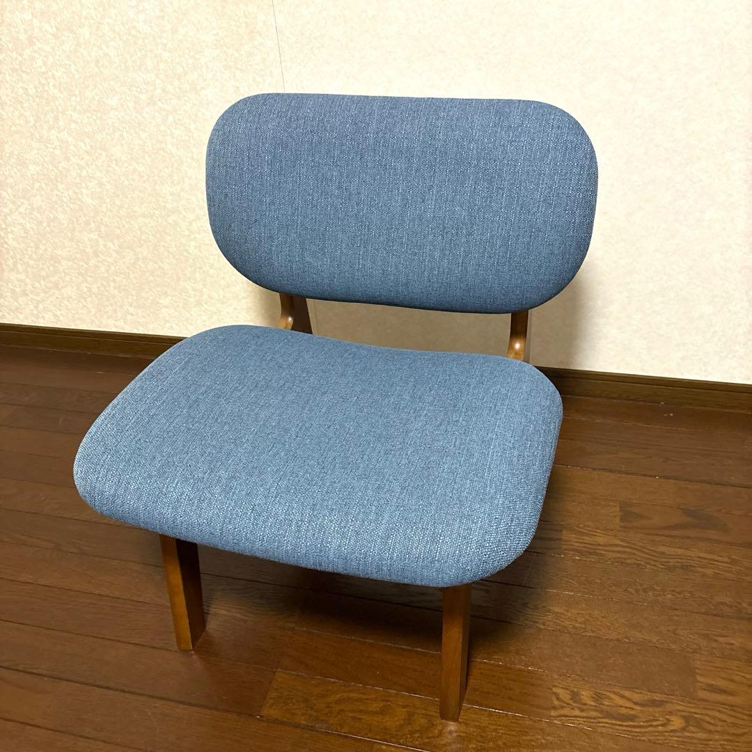 【美品】ニトリ リラックスワイドチェア ブルー