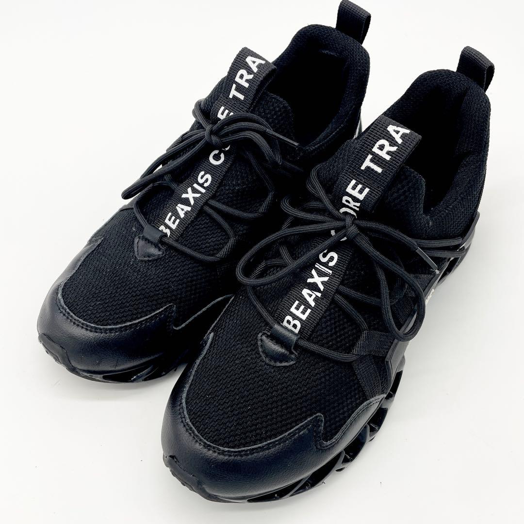 BEAXIS スニーカー ブラック 厚底 メッシュ 25cm スポーツ