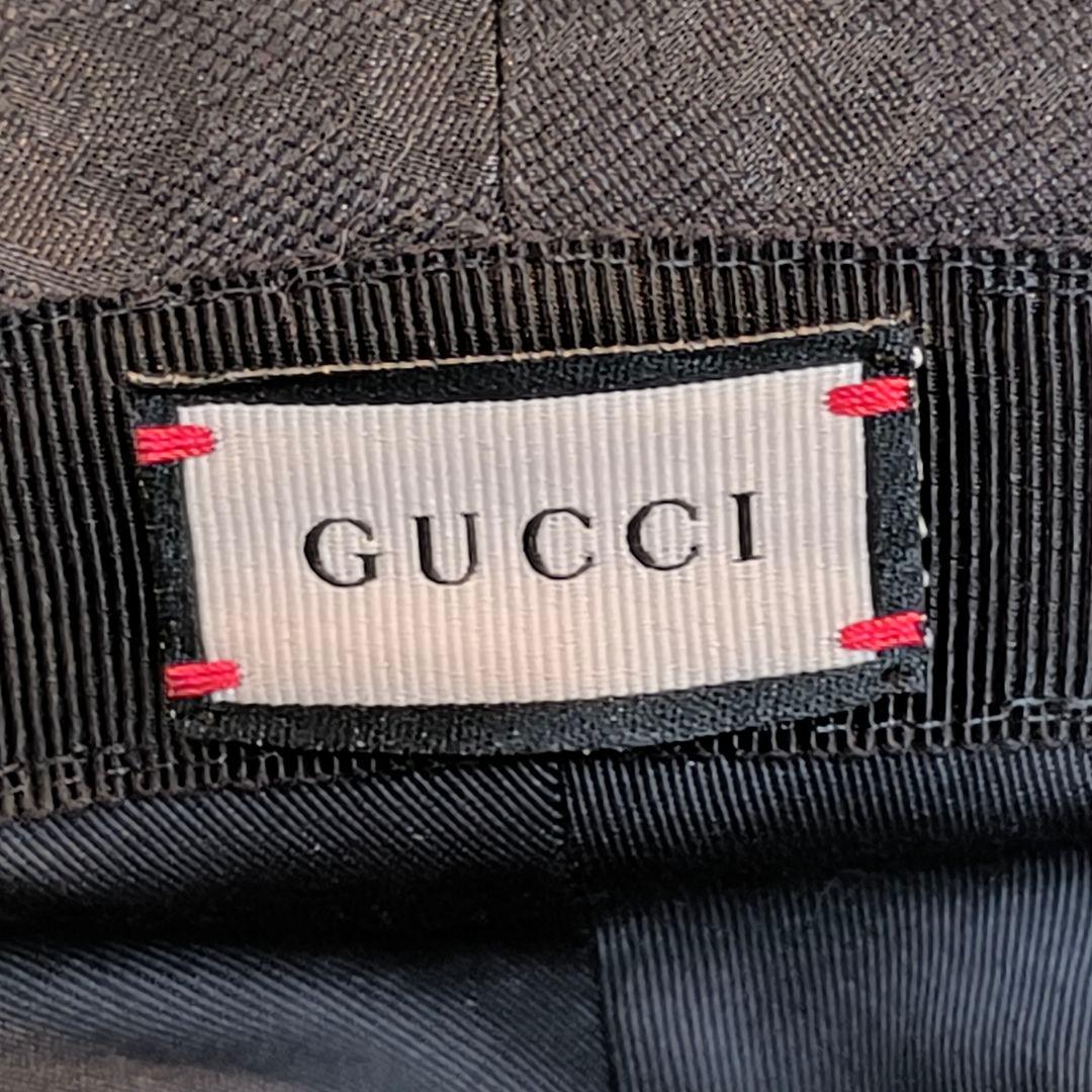 美品✨GUCCI バケットハット GGマーモント キャンバス レザー グッチ 黒