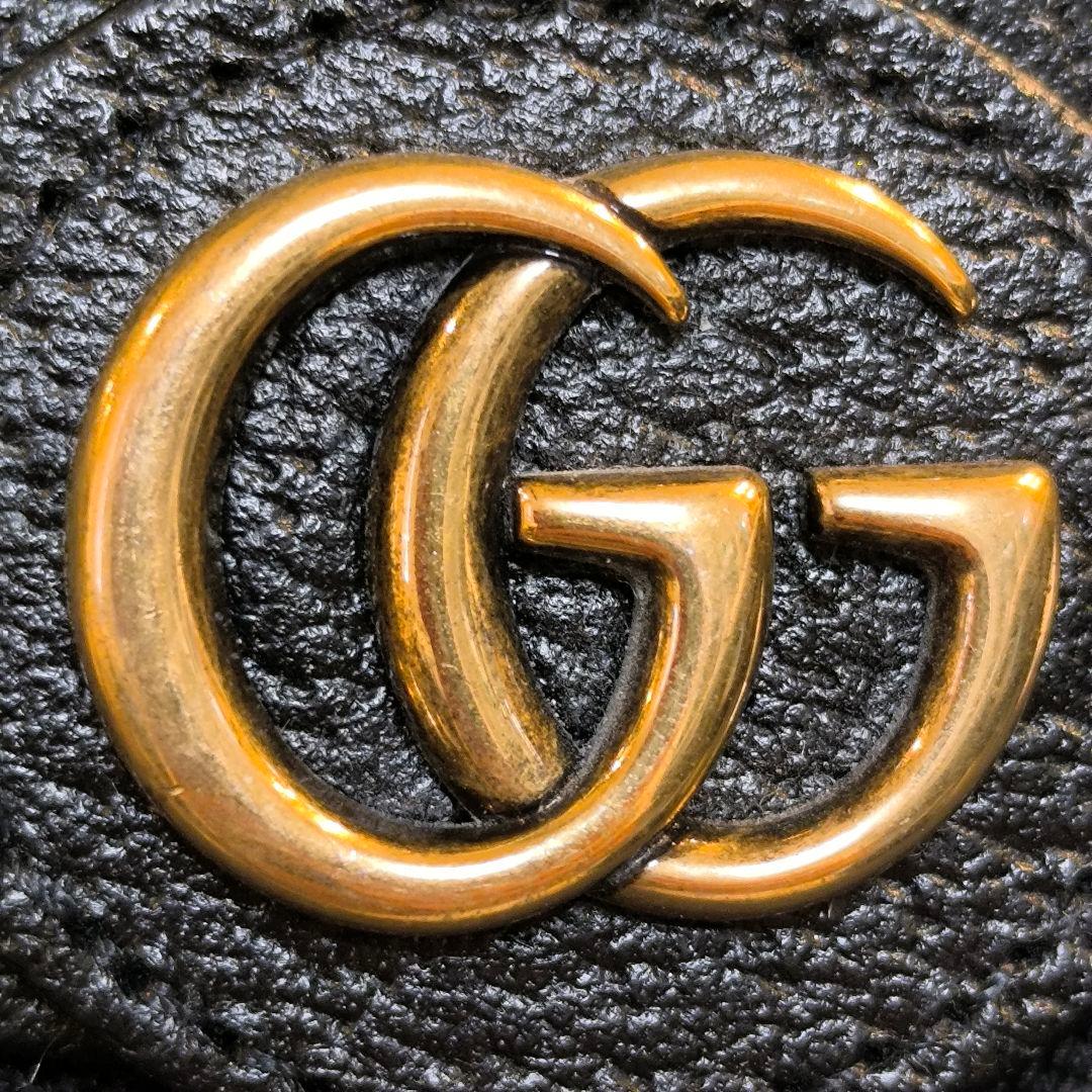 美品✨GUCCI バケットハット GGマーモント キャンバス レザー グッチ 黒