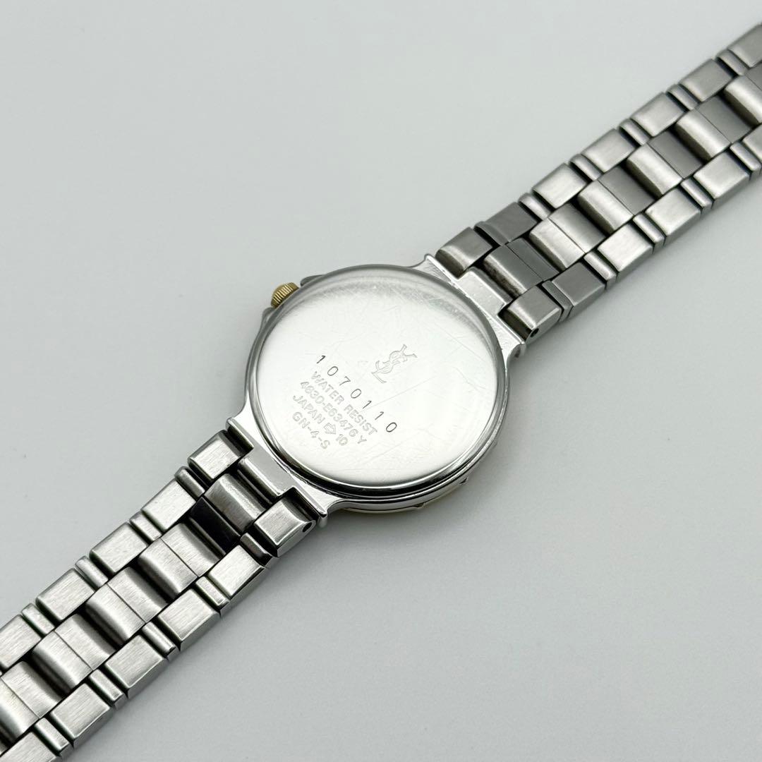 ✨新品電池・稼働✨ サンローラン 腕時計 クォーツ ラウンド コンビ 三針時計