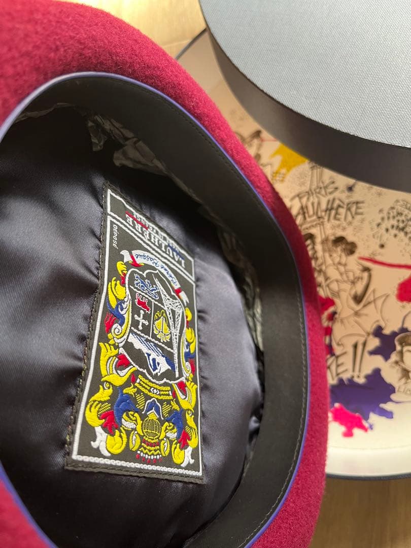 【未使用】本革ベルト LAULHERE ベレー帽 ボルドー レッド ロレール