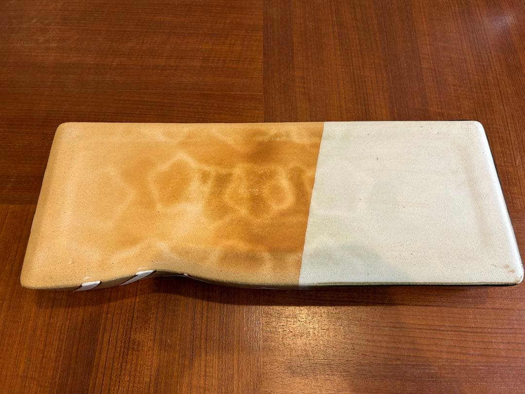 織部焼 花器 小原流 琳派調 織部花器 横長 短冊型 華道 生け花