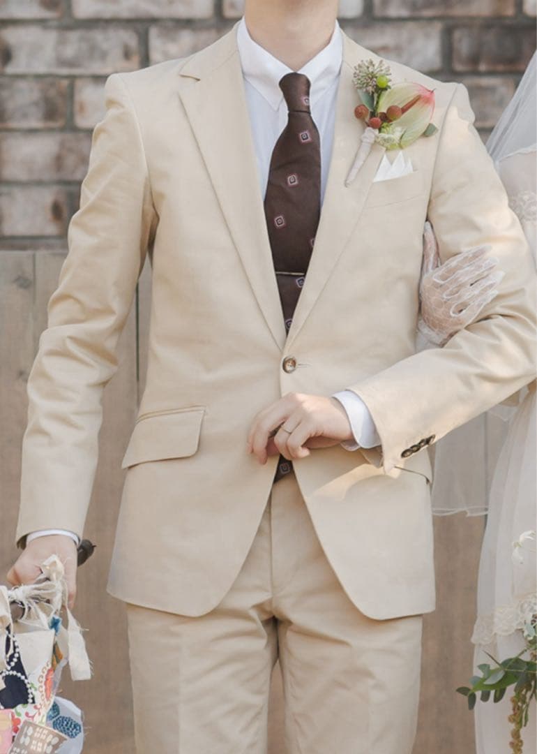 【GINZA Global Style】セットアップ　コットンスーツ　ベージュ