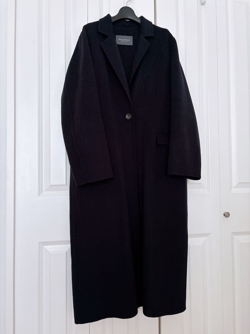 Spick & Span スピック&スパン　Wフェイス ロングコート ネイビー