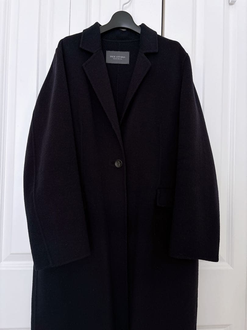 Spick & Span スピック&スパン　Wフェイス ロングコート ネイビー