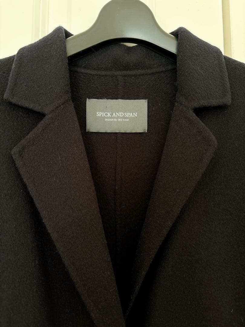 Spick & Span スピック&スパン　Wフェイス ロングコート ネイビー