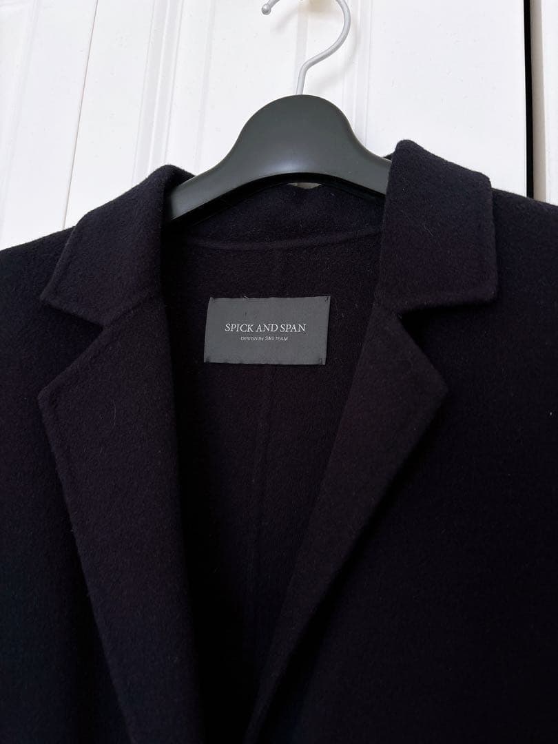 Spick & Span スピック&スパン　Wフェイス ロングコート ネイビー