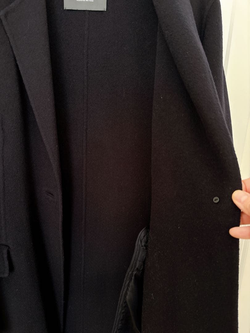 Spick & Span スピック&スパン　Wフェイス ロングコート ネイビー