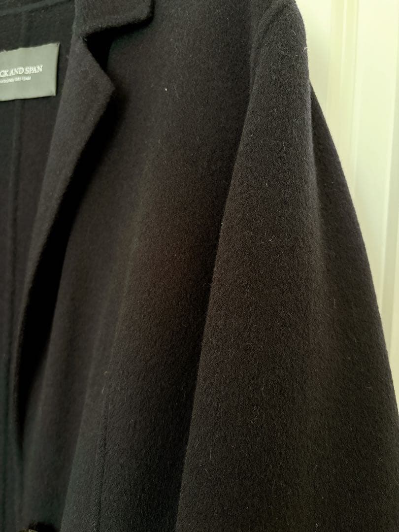 Spick & Span スピック&スパン　Wフェイス ロングコート ネイビー