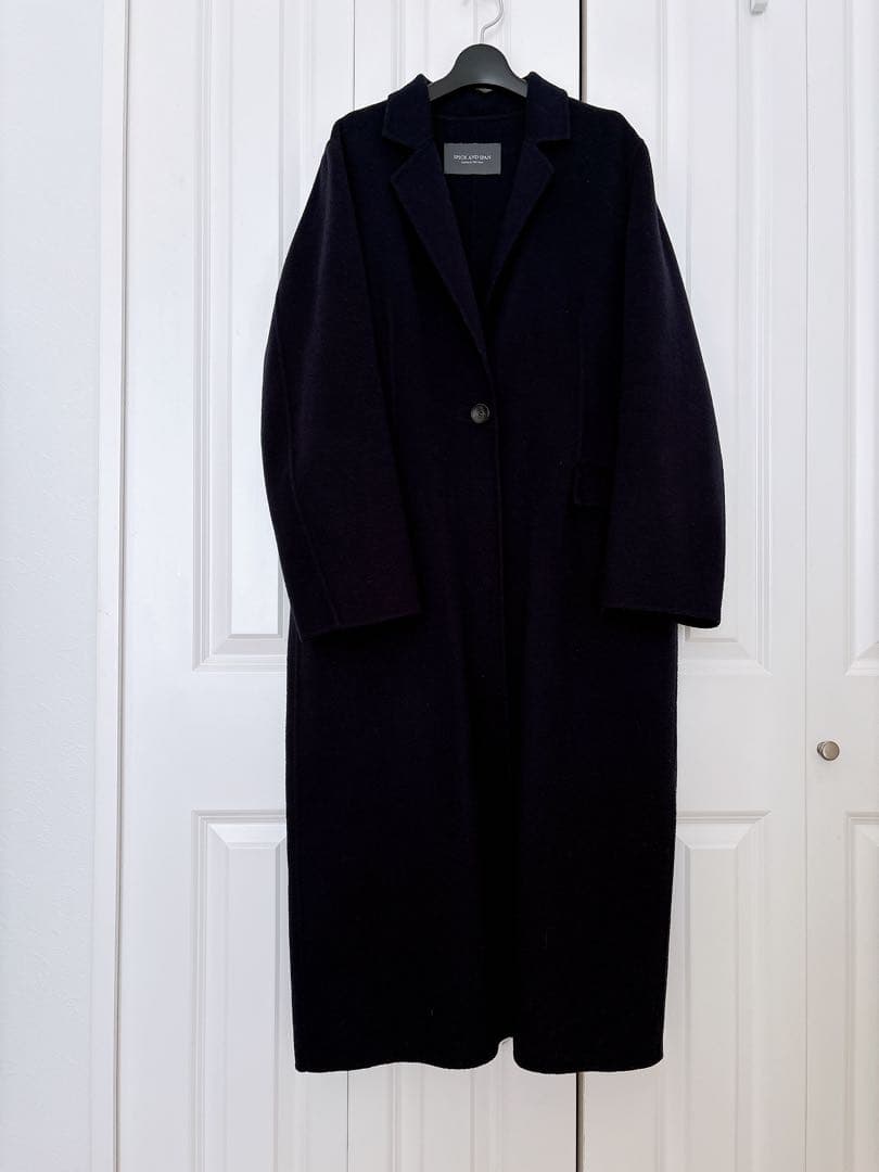 Spick & Span スピック&スパン　Wフェイス ロングコート ネイビー