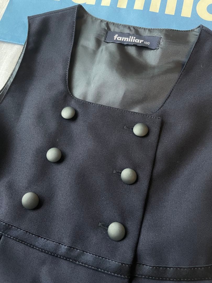 美品 ファミリア お受験 アンサンブル 100 フォーマル ネイビー