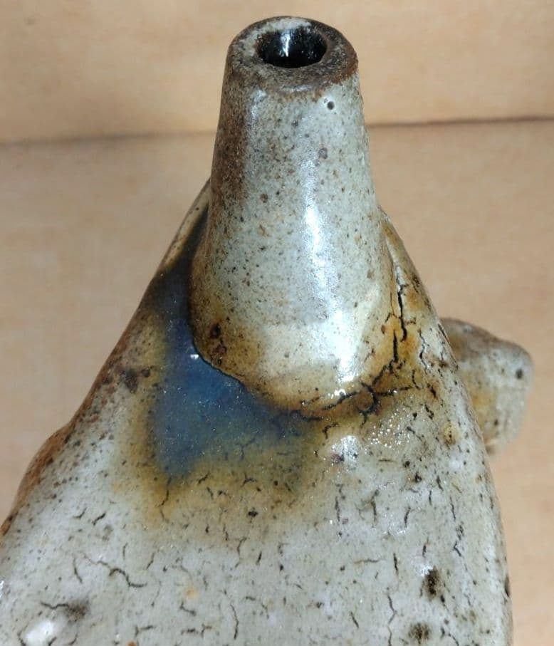 【本物保証】金城次郎 海老魚紋抱瓶 共箱 栞 ｗ28㎝超 壷屋焼 人間国宝 無傷