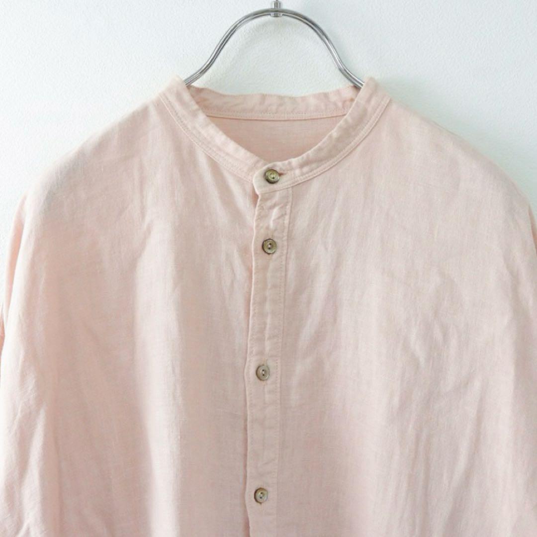 希少✨ネストローブ　リネン天然染めビッグシャツワンピース　ピンク