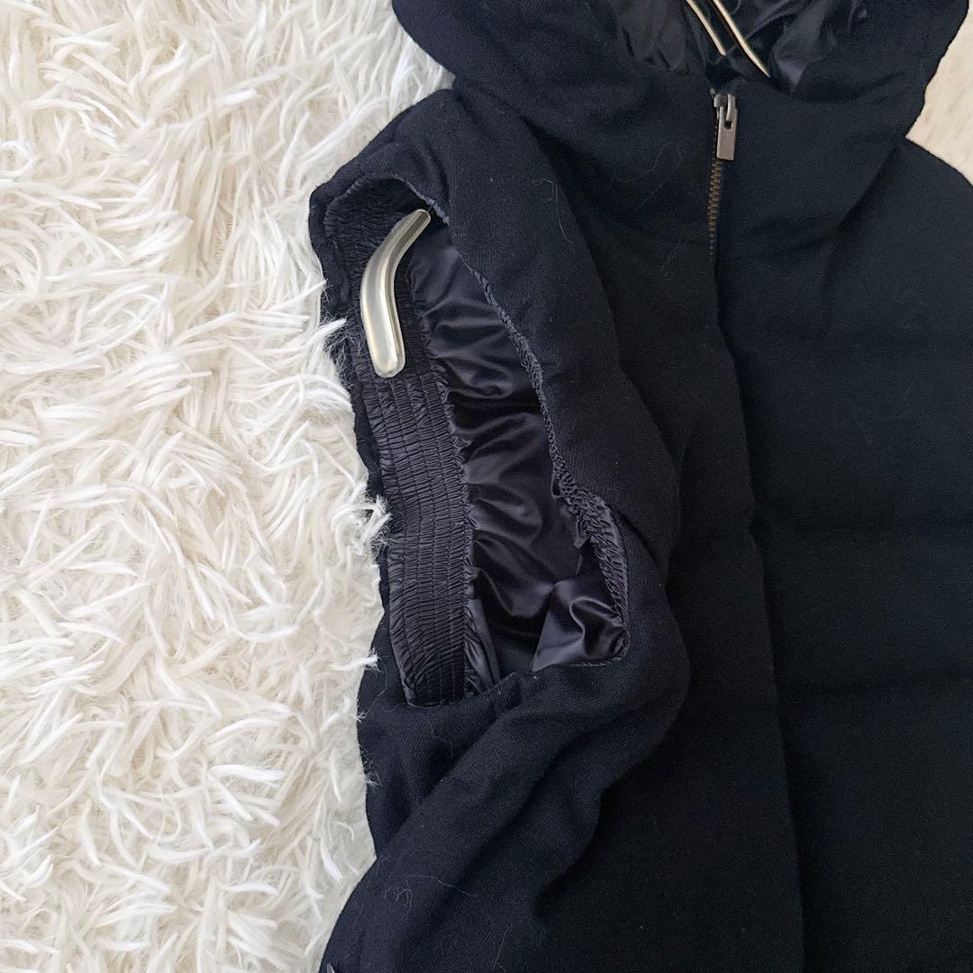 美品✨セオリーリュクス ダウンベスト フード ウール ダブルジップ 濃紺 38