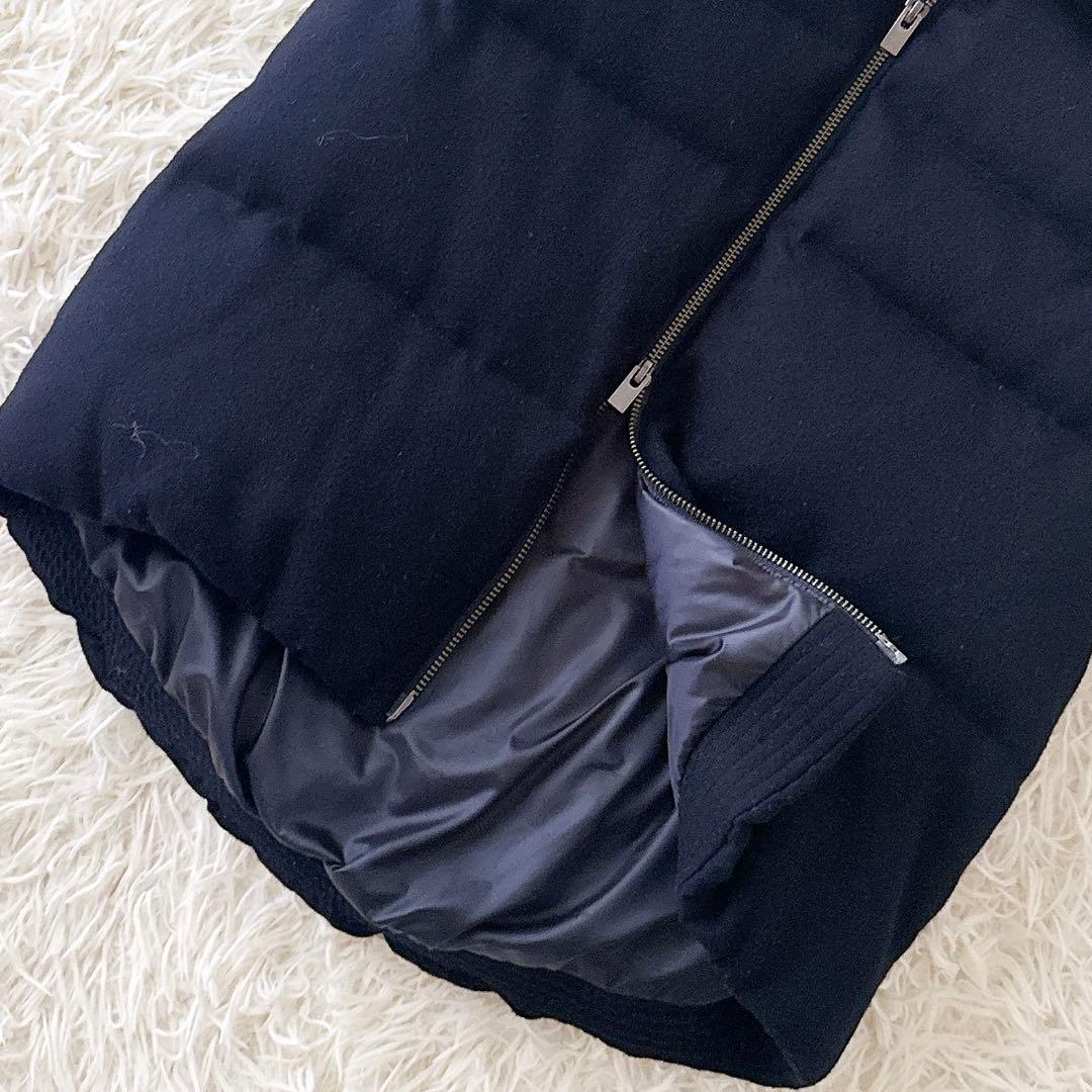 美品✨セオリーリュクス ダウンベスト フード ウール ダブルジップ 濃紺 38
