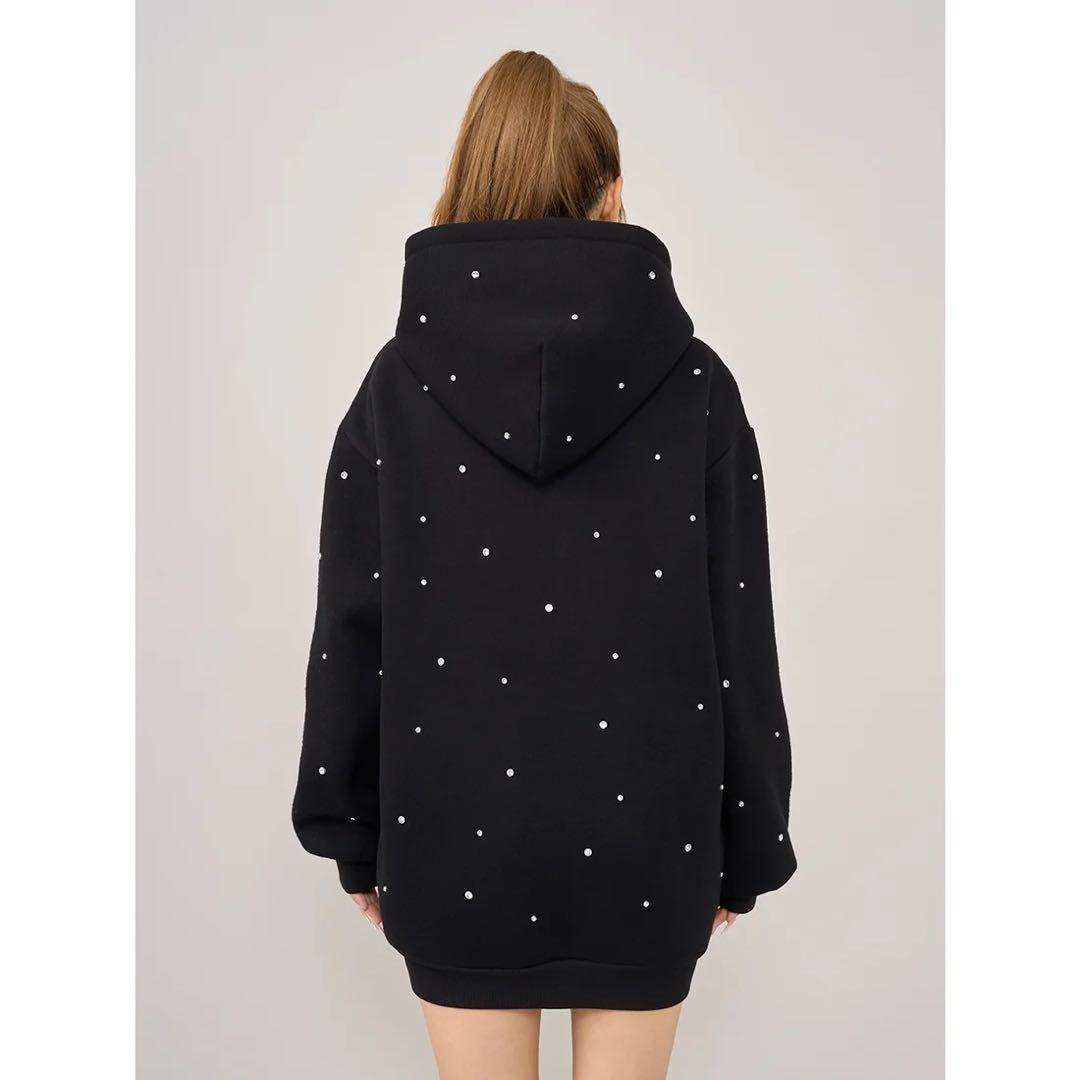 新品タグ付き ダーリッチ ブラック DDロゴビジュージップパーカー F フリー