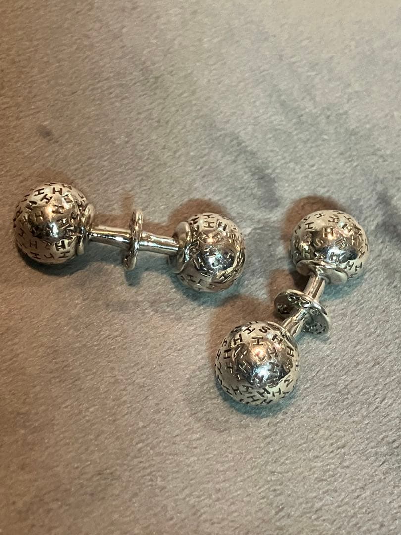 エルメス Hロゴ ボール シルバー925 メンズ カフス