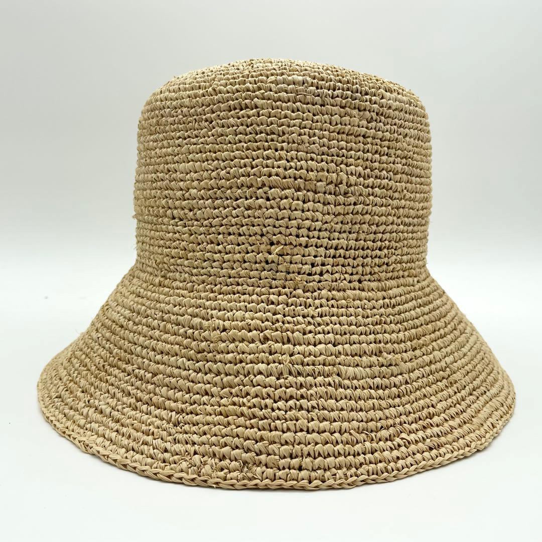 極美品★セリーヌ　ラフィア　バケットハット　帽子　トリオンフ　レディース　S