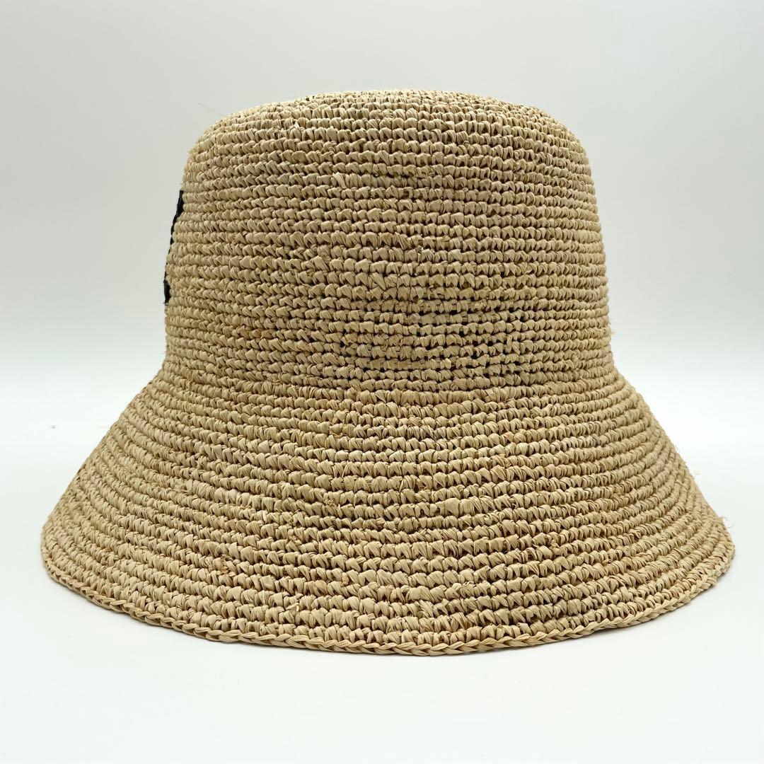 極美品★セリーヌ　ラフィア　バケットハット　帽子　トリオンフ　レディース　S