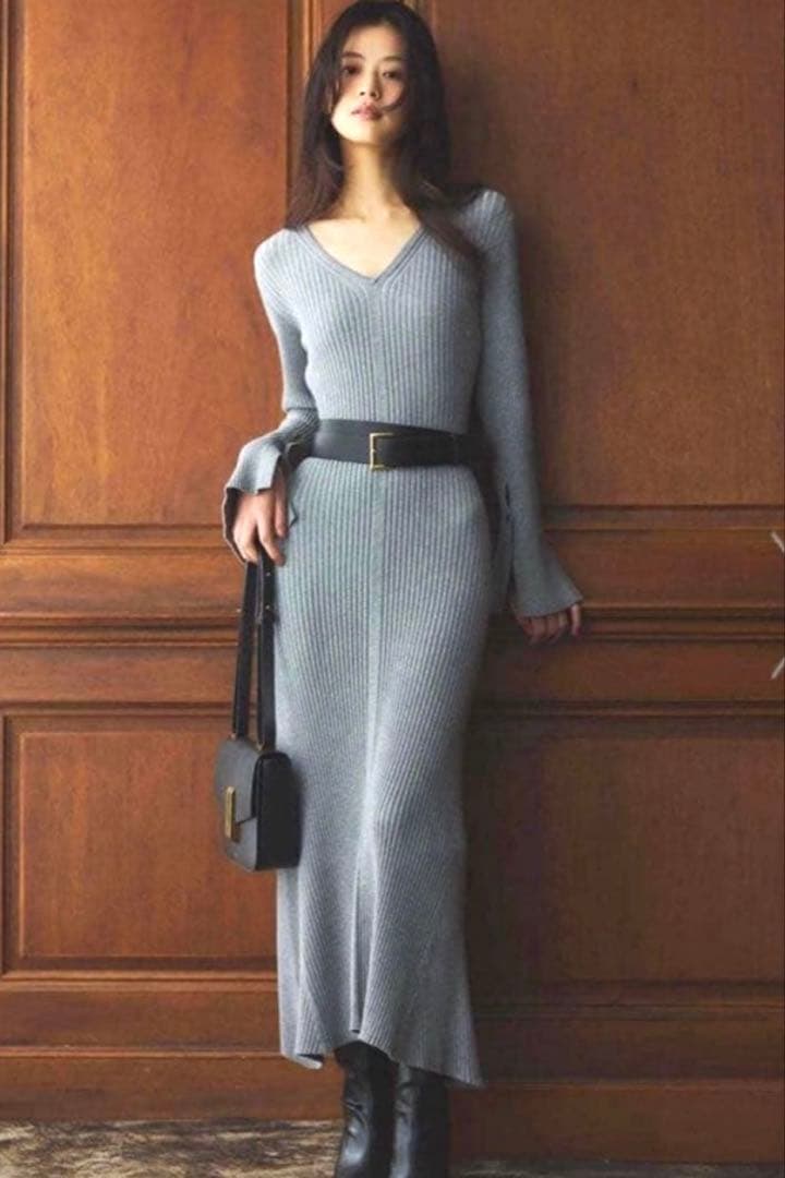 【anuans】セミマーメイドニットワンピース　M