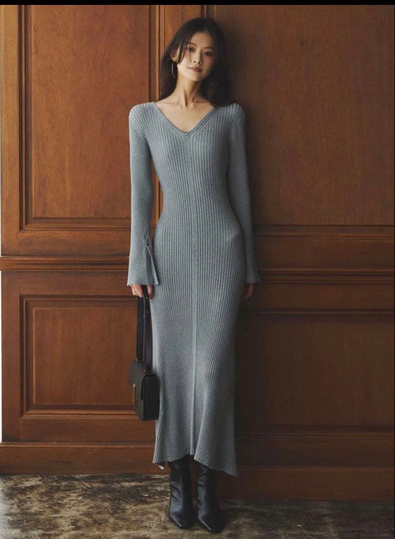 【anuans】セミマーメイドニットワンピース　M