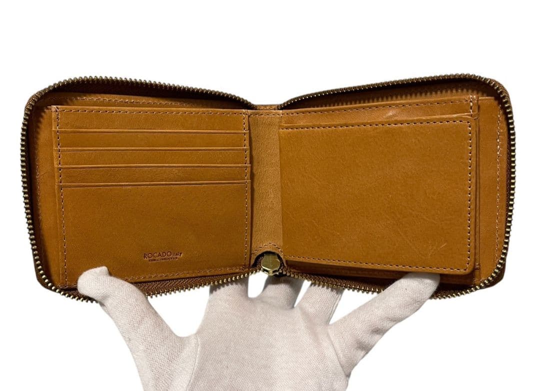 【新品】ROCADO ロカド シェルコードバン 二つ折り財布 馬革 ブラウン
