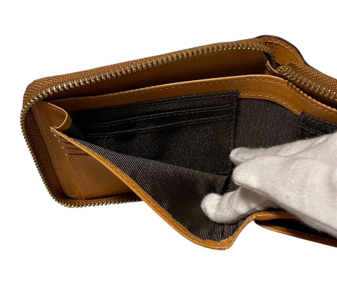 【新品】ROCADO ロカド シェルコードバン 二つ折り財布 馬革 ブラウン